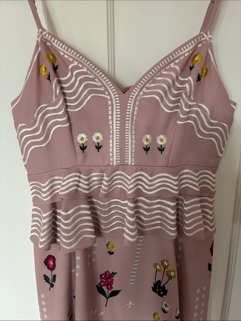 Sahil Kochhar for Anthropologie Mauve Pink Floral Tiered Midi Dress - Picture 2 of 4